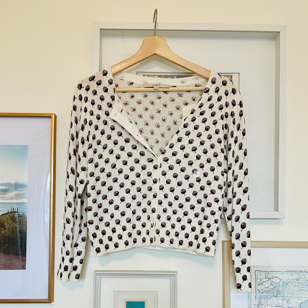 Loft Cropped Floral Cardigan